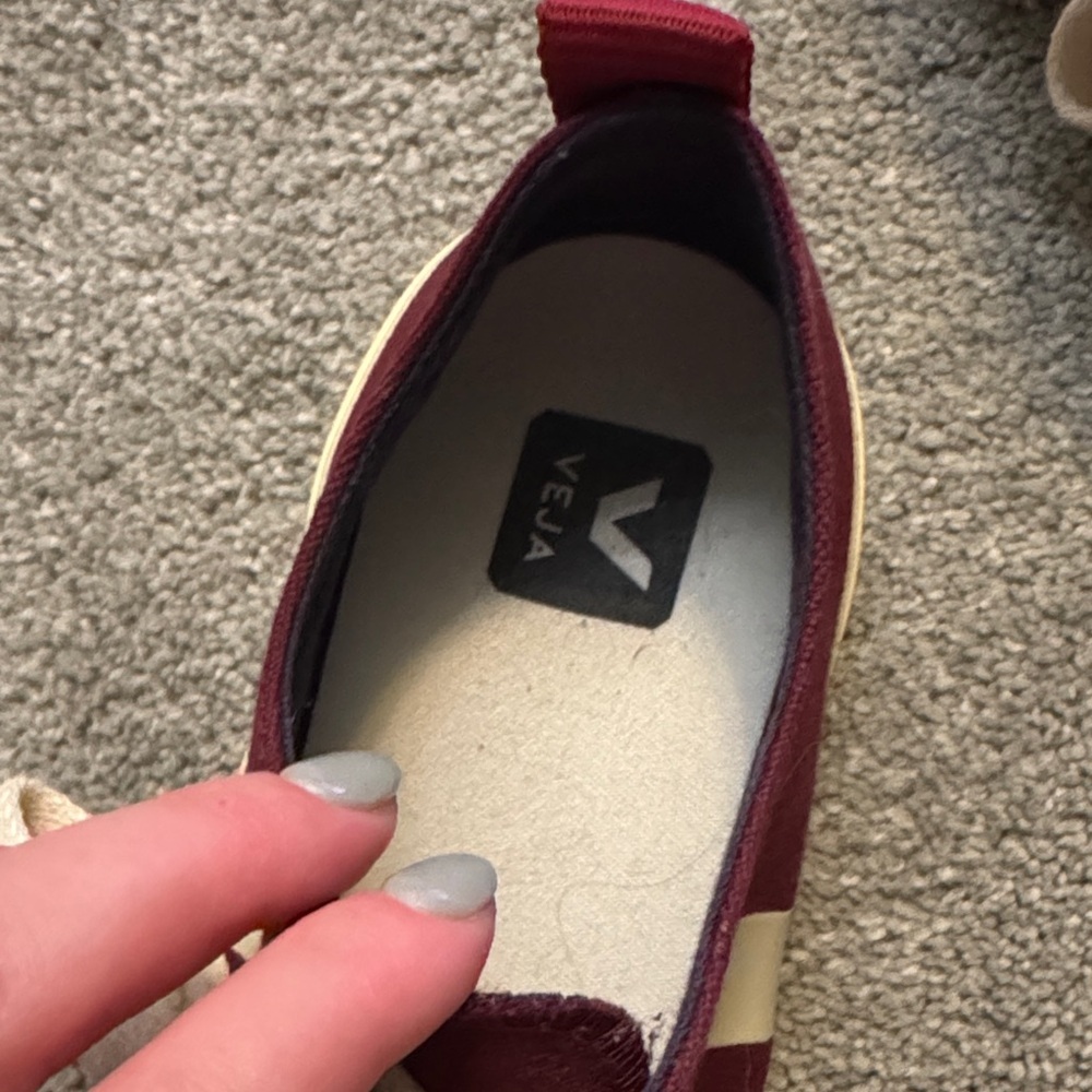 Vejas Burgundy and Cream Canvas Sneakers - Picture 4 of 8
